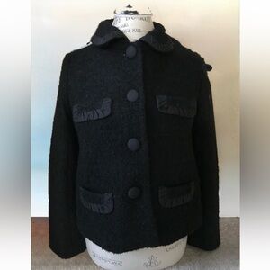 J CREW Black Tweed Boucle Wool Blazer Jacket SZ 8